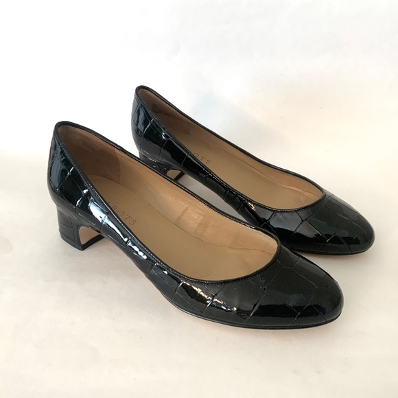 Talbots Black Crocodile Patent Leather Pump Block heel Women’s Dress Shoes 8 - Picture 4 of 12